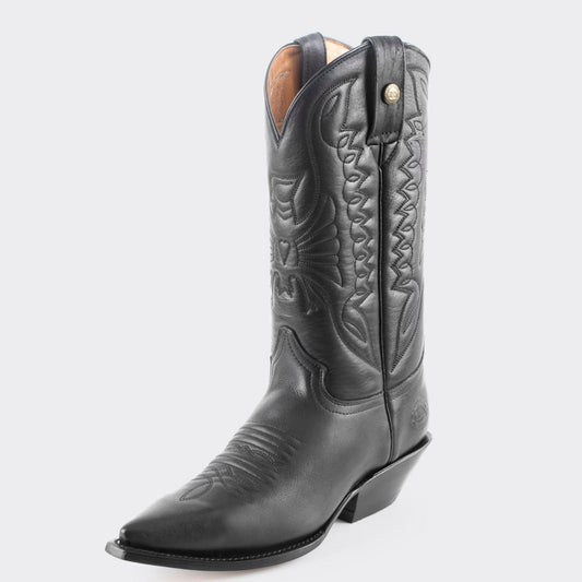 7 Leguas | Men's Black Leather Cowboy Boot with Leather Sole | 1041-AM