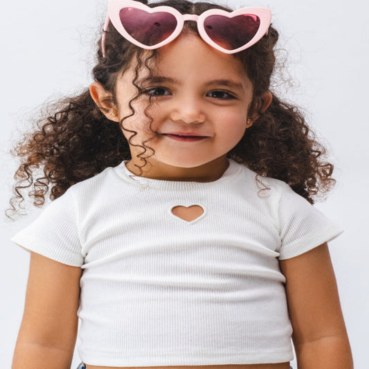 Choys | Adorable Ribbed Heart-Cutout T-Shirt | 9A2