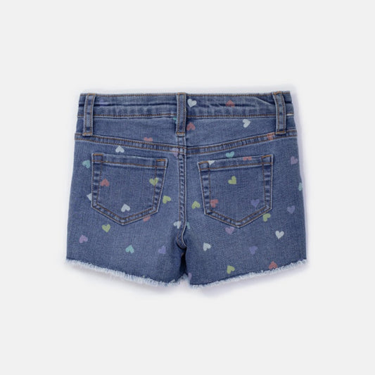 Choys | Girls' Heart-Print Denim Shorts | 11E2