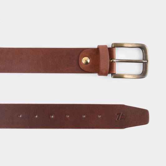 7 Leguas | Men's Classic Soft Ochre Vachetta Leather Belt | 10-C
