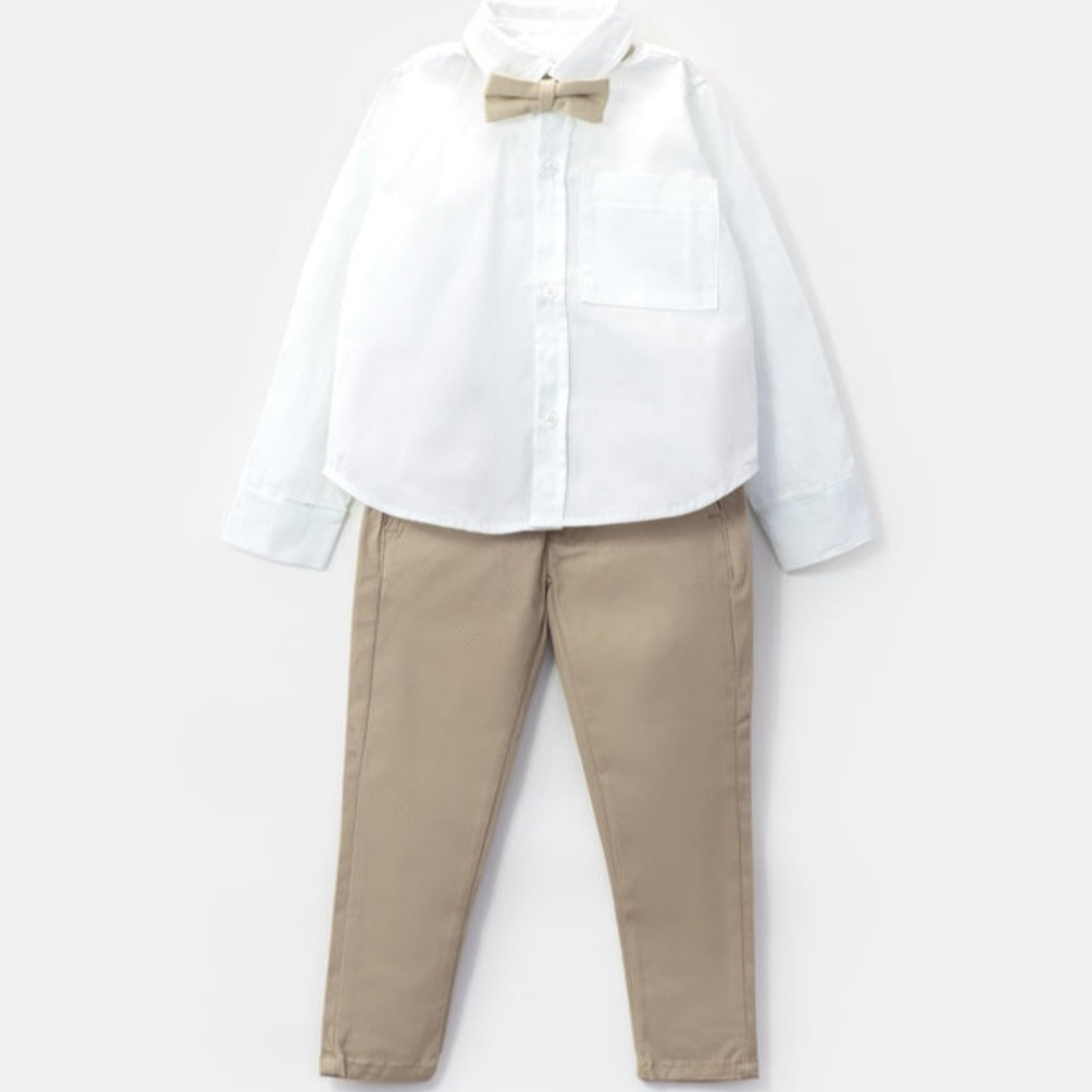 Choys | Kids' Classic White Shirt and Khaki Pants Set | 13G1