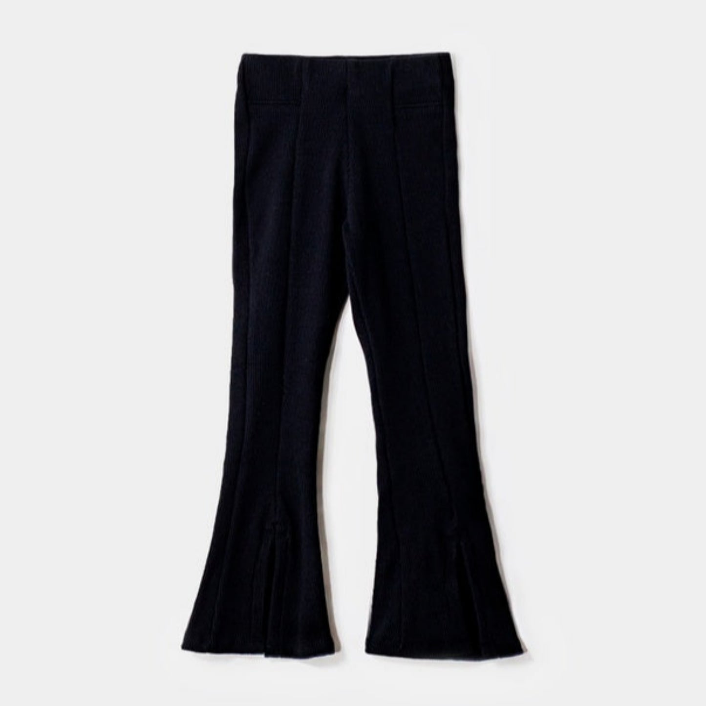 Choys | Girls' Black Ribbed Flared Pants | 11DE3