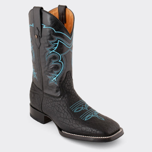 7 Leguas | Men's Black Bullneck Rodeo Boot with Rubber Sole | 1556-B