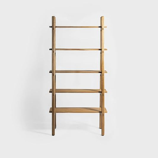 Brossard | Ladder-Style Bookshelf, 5 Shelves | Rosamorada Wood