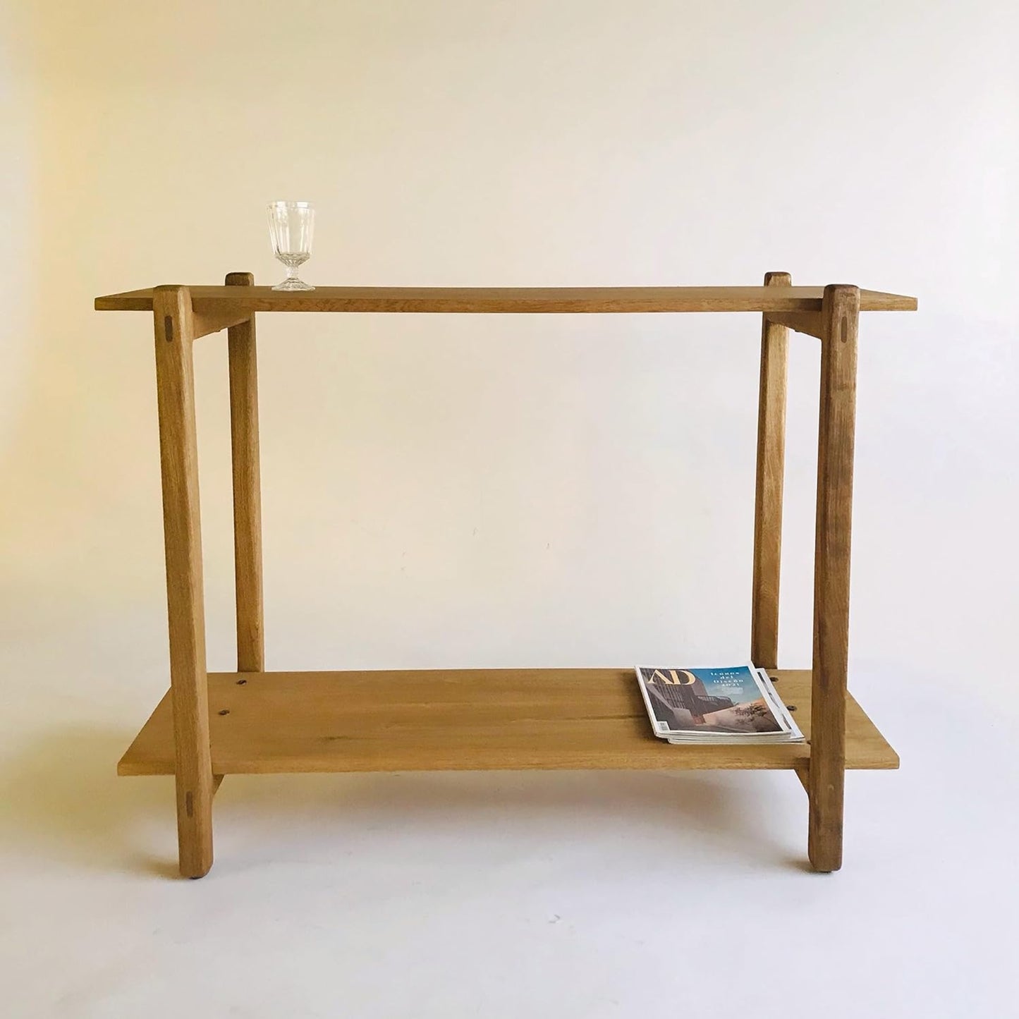 Brossard | Ladder-Base Sideboard Credenza 2 Shelves | Rosamorada Wood