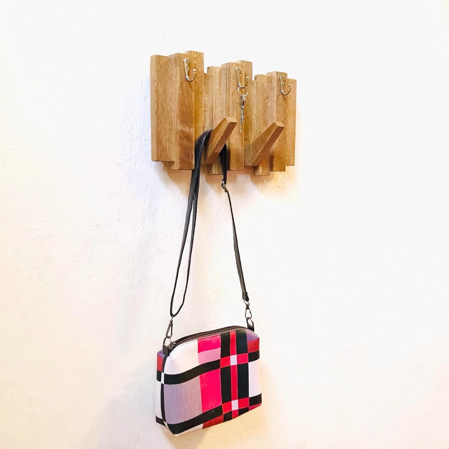 Brossard | Wall-Mounted Rack, Key Holder (5 Hooks) | Rosamorada Wood