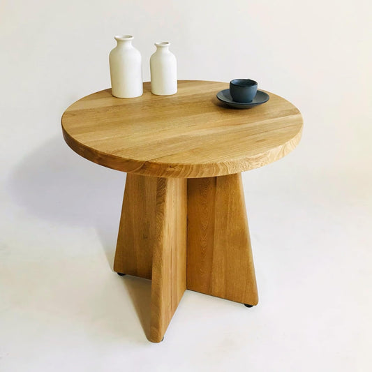 Brossard | Round Side Table, Cross-Leg Base | Natural
