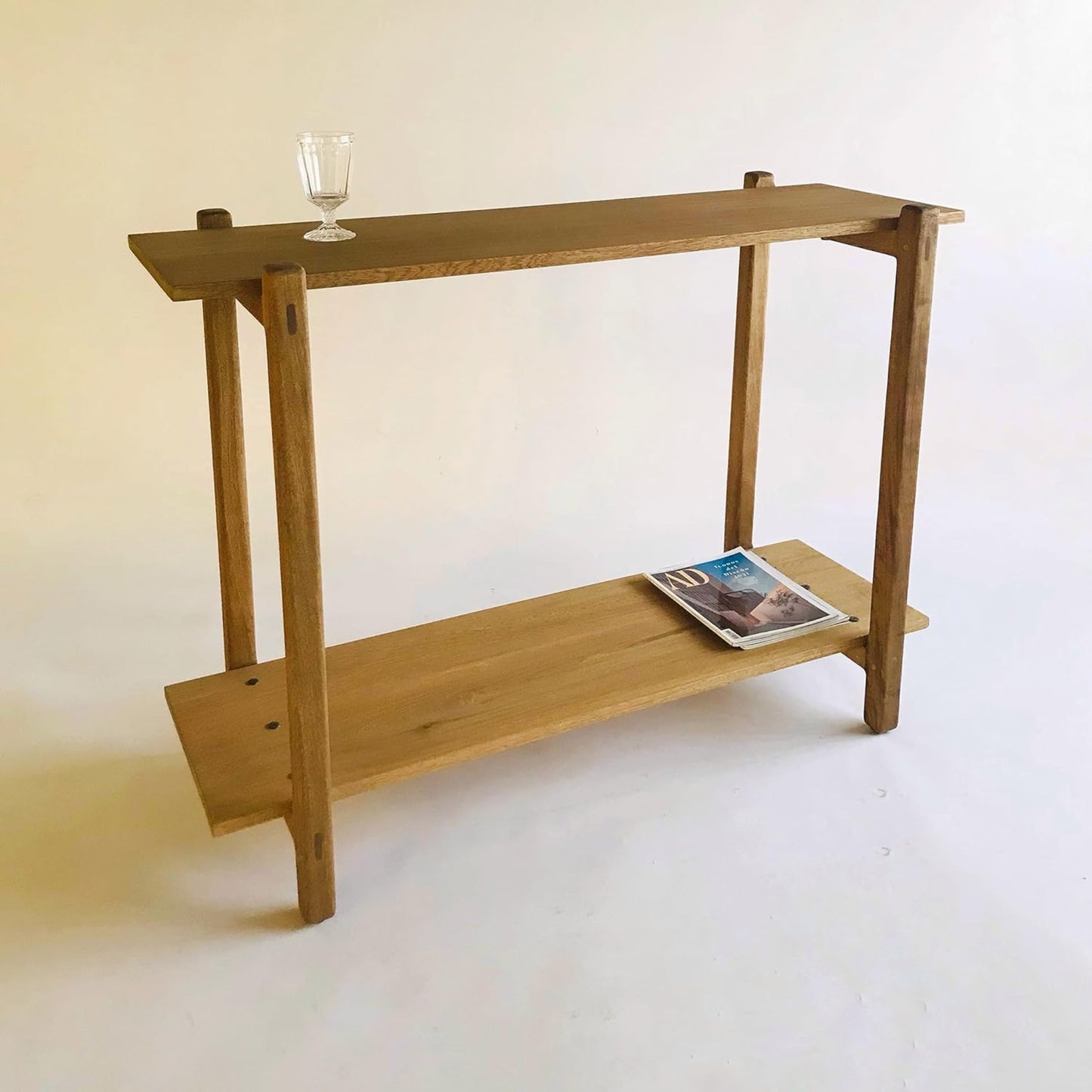 Brossard | Ladder-Base Sideboard Credenza 2 Shelves | Rosamorada Wood