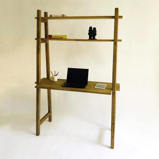 Brossard | Desk with Bookshelf, 3 Shelves | Natural