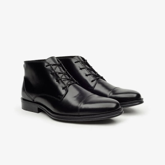 Aretina | Napoleon | Men's Cap Toe Ankle Boots in Black Nappa Leather