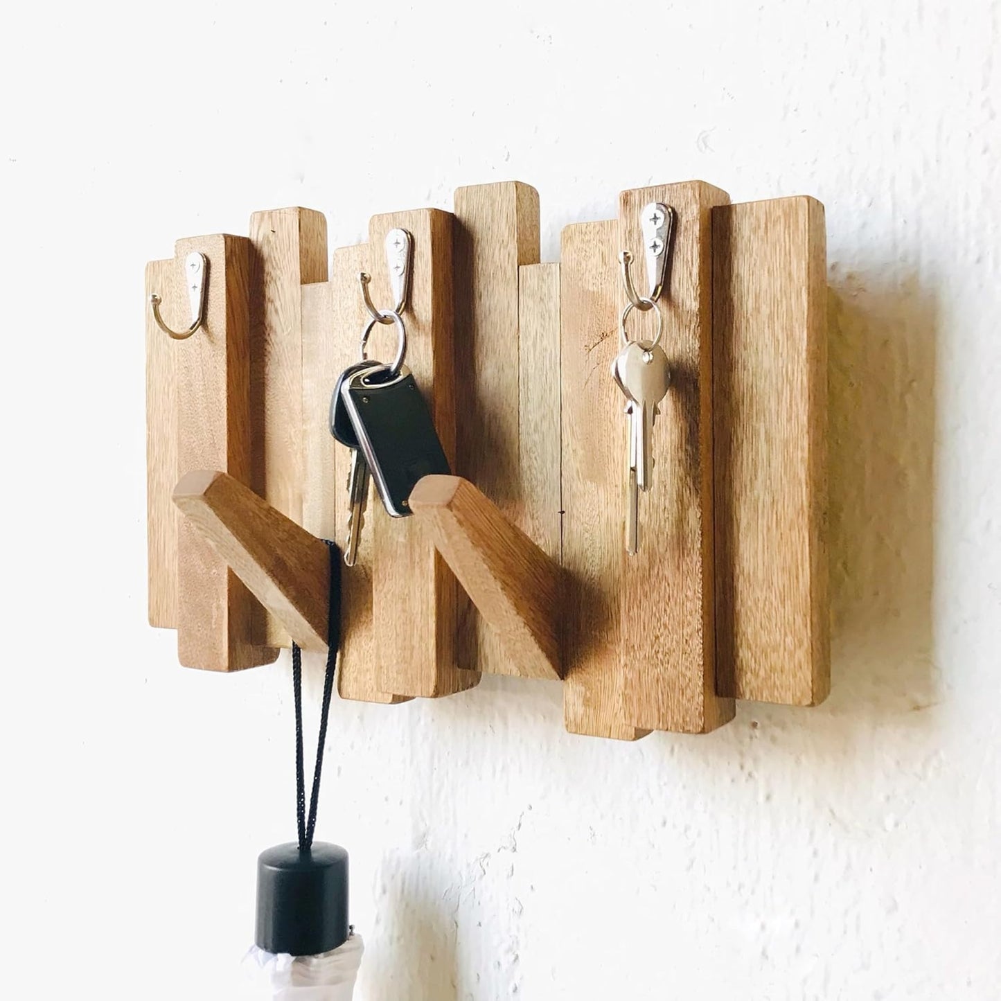 Brossard | Wall-Mounted Rack, Key Holder (5 Hooks) | Rosamorada Wood