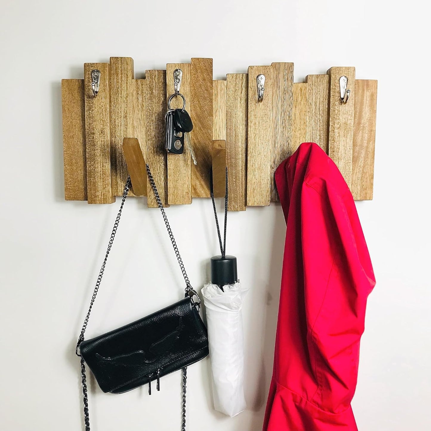 Brossard | Wall-Mounted Rack, 7 Hooks | Natural