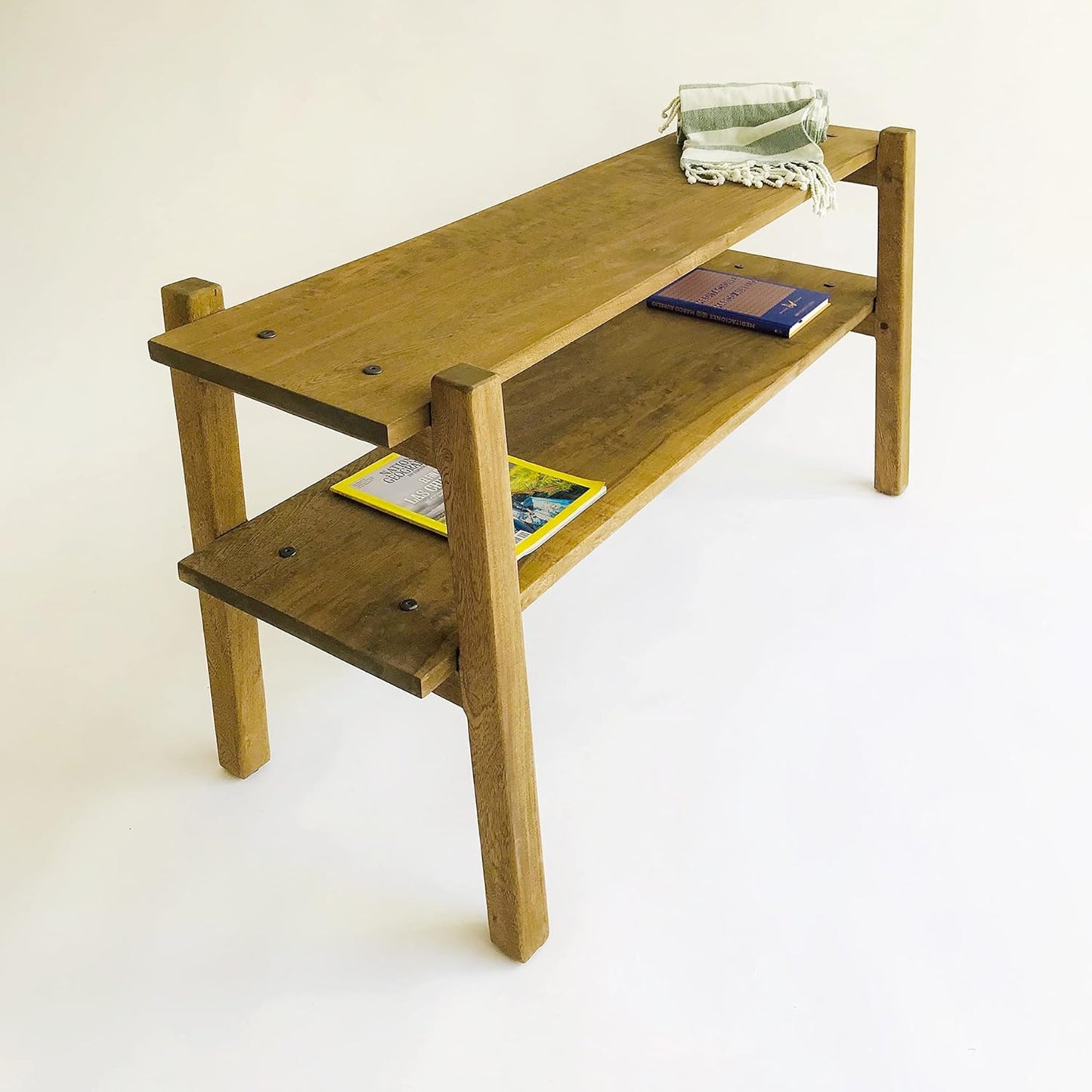 Brossard | Low TV Stand / Bookshelf with 2 Shelves | Natural