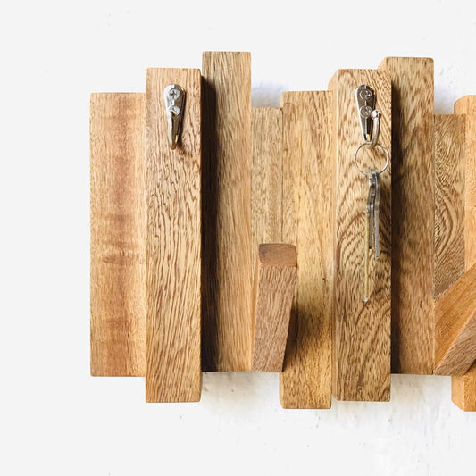 Brossard | Wall-Mounted Rack, Key Holder (5 Hooks) | Rosamorada Wood