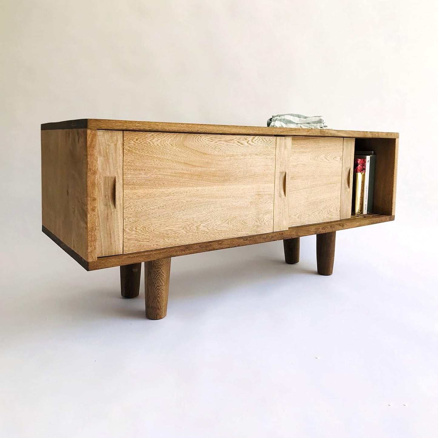 Brossard | Low TV Console with Sliding Doors | Natural