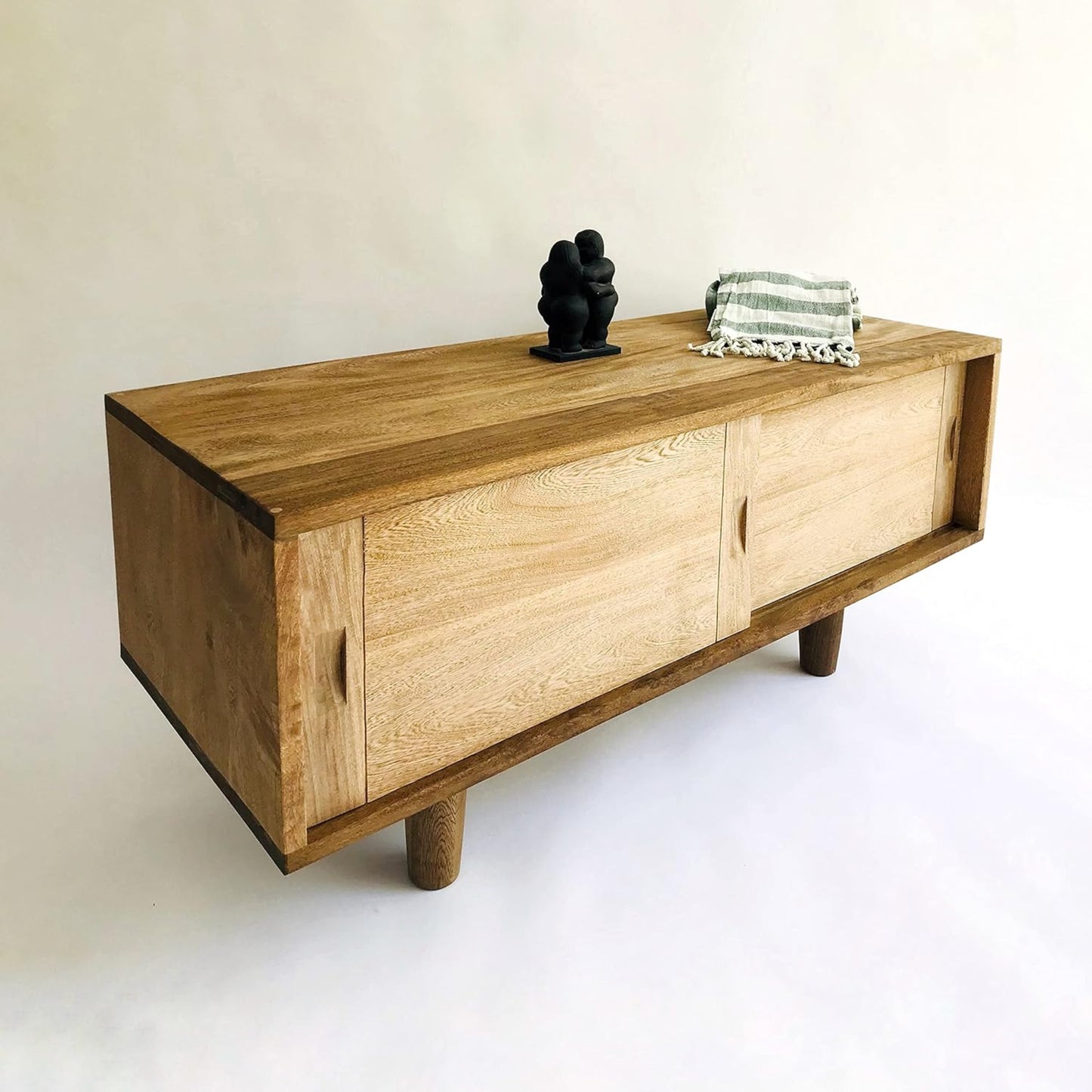 Brossard | Low TV Console with Sliding Doors | Natural