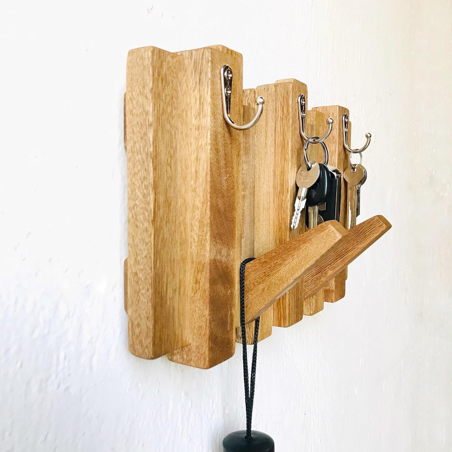 Brossard | Wall-Mounted Rack, Key Holder (5 Hooks) | Rosamorada Wood