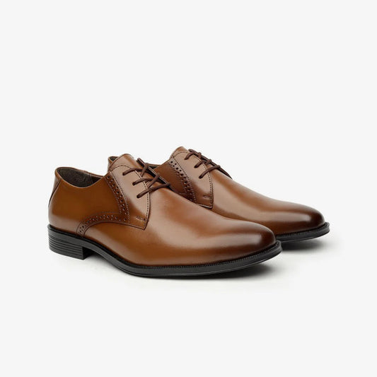 Aretina | Leon | Men's Plain Toe Derby Shoe in Honey Nappa Leather