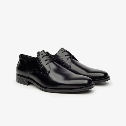 Aretina | Leon | Men's Plain Toe Derby Shoe in Black Nappa Leather
