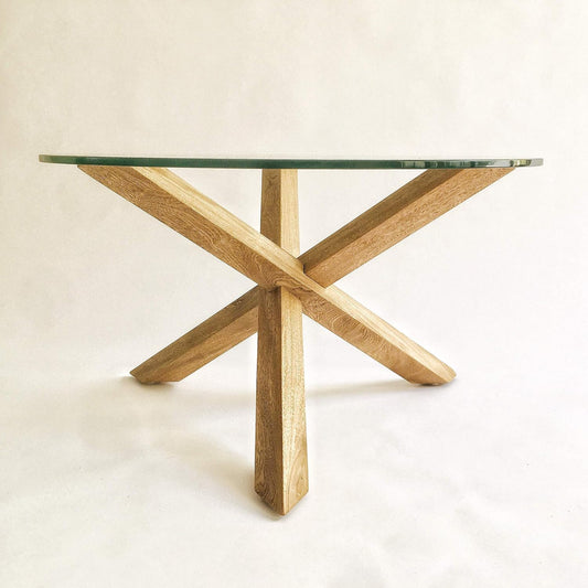 Brossard | Matatena-Base Coffee Table with Glass Top | Natural Finish