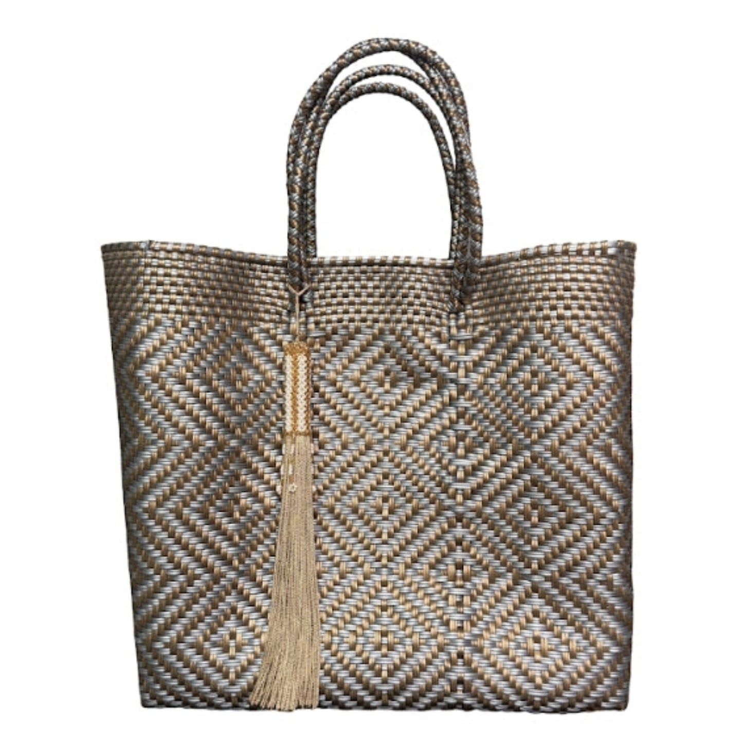 Ela Kovuna | Women's Medium Handcrafted Tote Bag | Gold and Silver