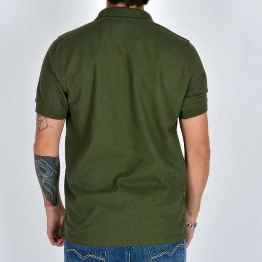 Silver Moos | Polo T-Shirt – Piqué Fabric 2464-1 | Military Green