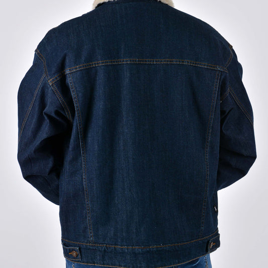 Silver Moos | Classic Stretch Jacket with Sherpa Lining 9240-T3 | Dark Wash
