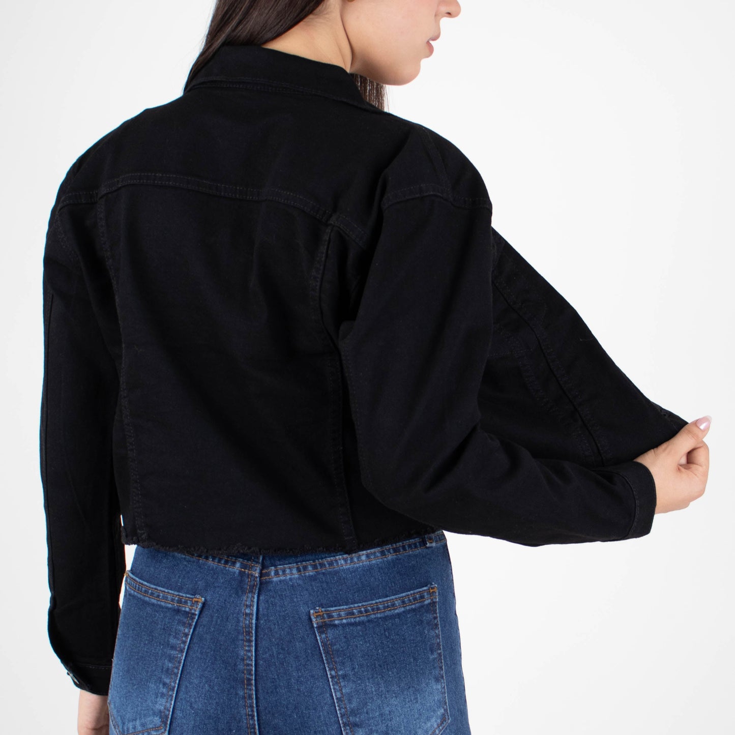 Silver Moos | Women’s Short Stretch Denim Jacket 7096 | Black