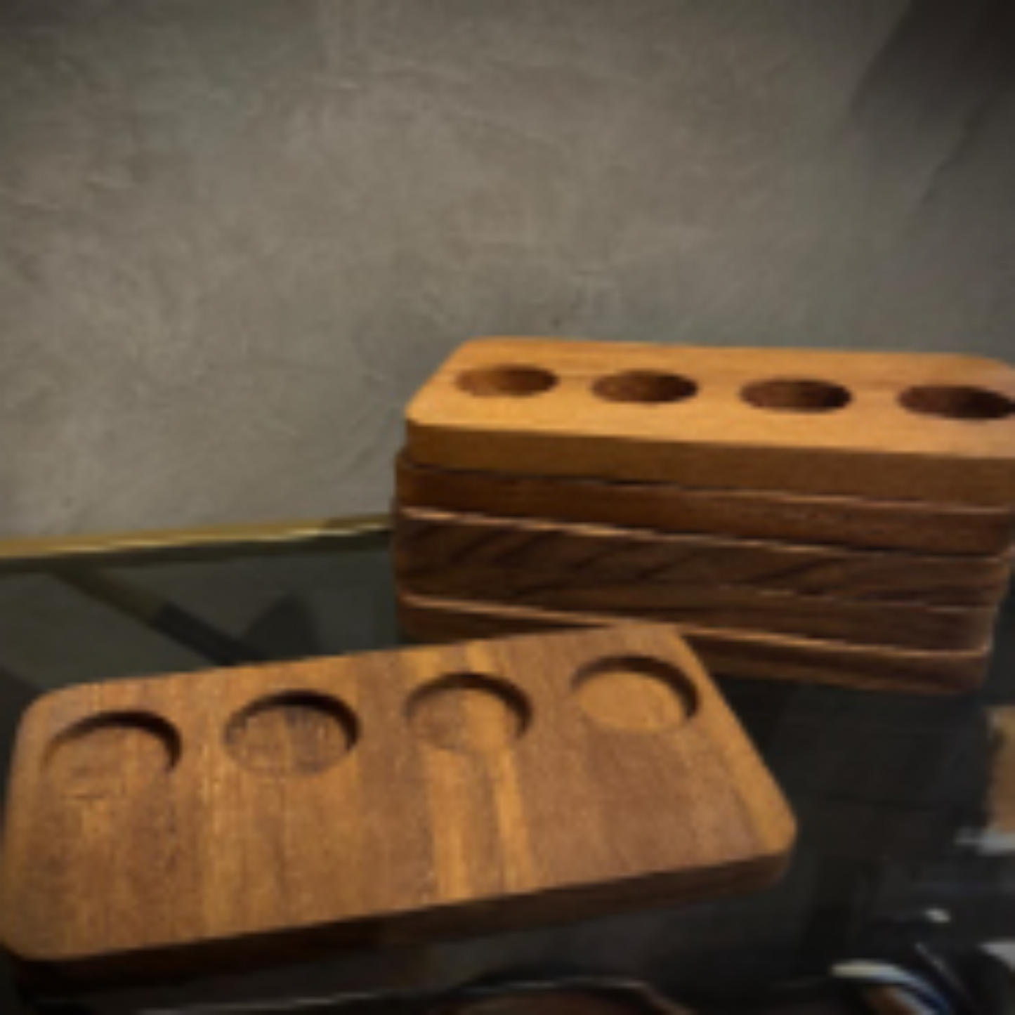Limoncello | Tequila Wooden Base for 4 Shot Glasses