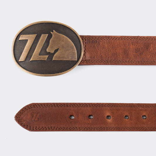 7 Leguas | Men's Cowboy Brown Leather Belt | 14-A