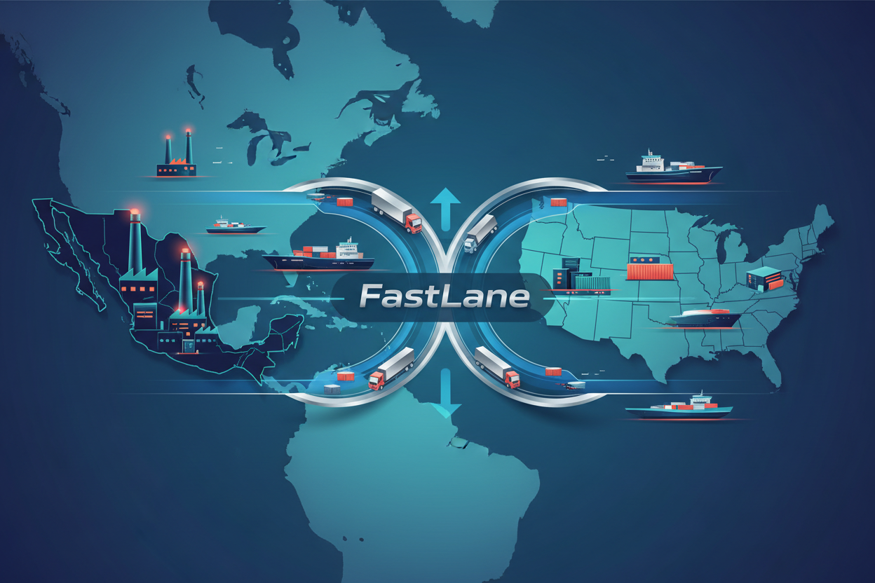 FastLane is one word, the image should also display that is it nearshoreing from mexico/latm to usa