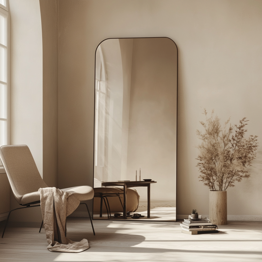 Ornamo | Full Halo | Full-Length Floor Mirror With Rounded Tops Corners and Metal Frame