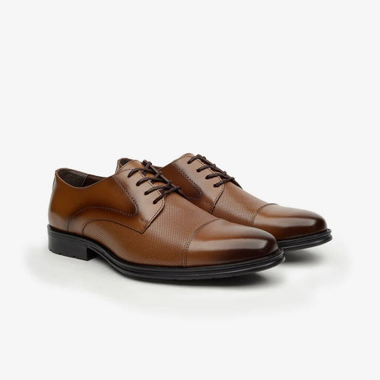 Aretina | Leon | Men's Cap Toe Derby Shoe in Brown Leather