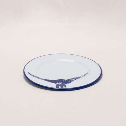 Damar | Marlin Tail Enamelware Dinner Plate | Blue Print