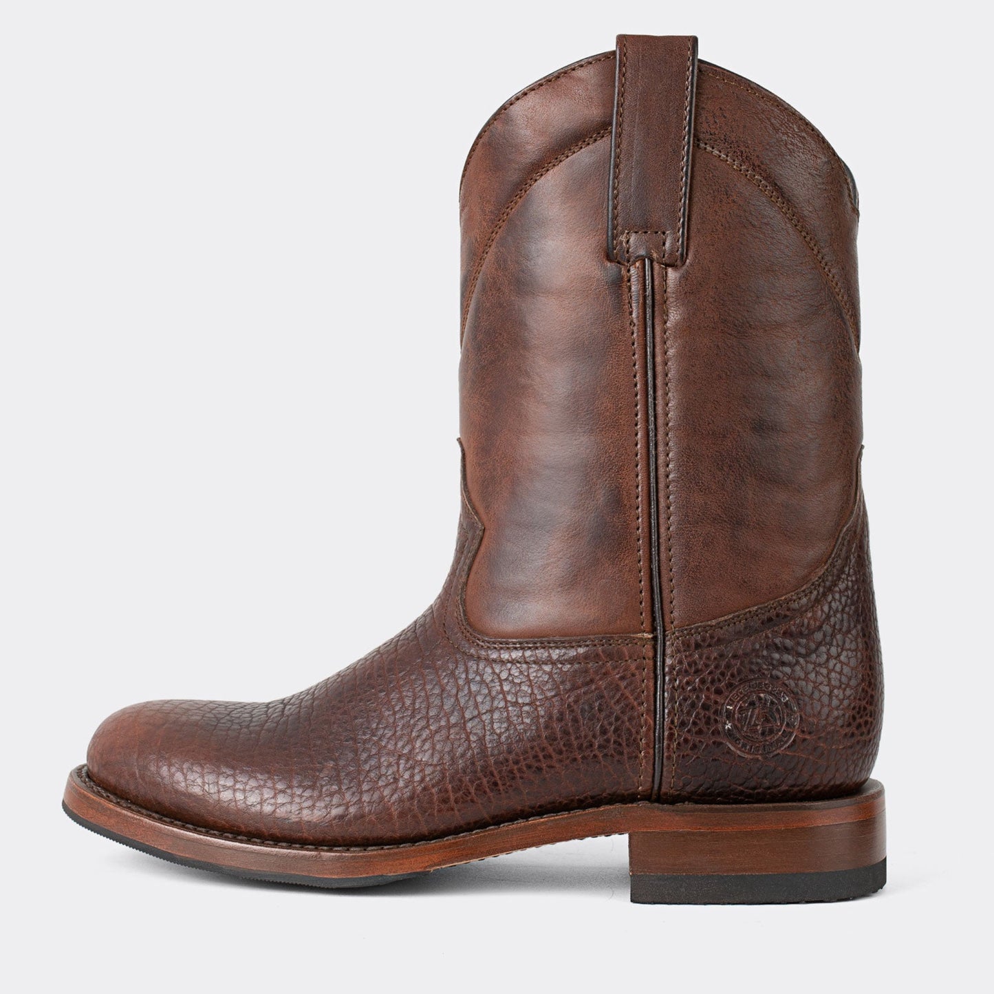 7 Leguas | Men's American Bison Roper Boot with Rubber Sole Dark Brown | 1000-HF