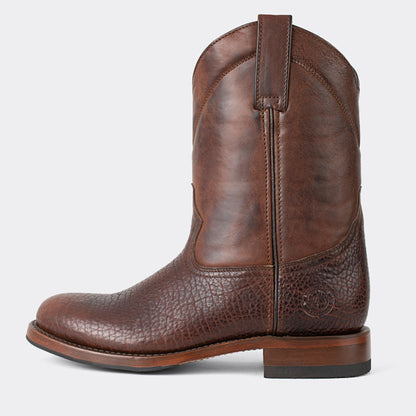 7 Leguas | Men's American Bison Roper Boot with Rubber Sole Dark Brown | 1000-HF