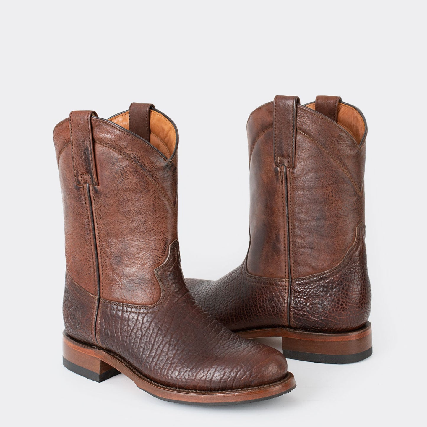 7 Leguas | Men's American Bison Roper Boot with Rubber Sole Dark Brown | 1000-HF