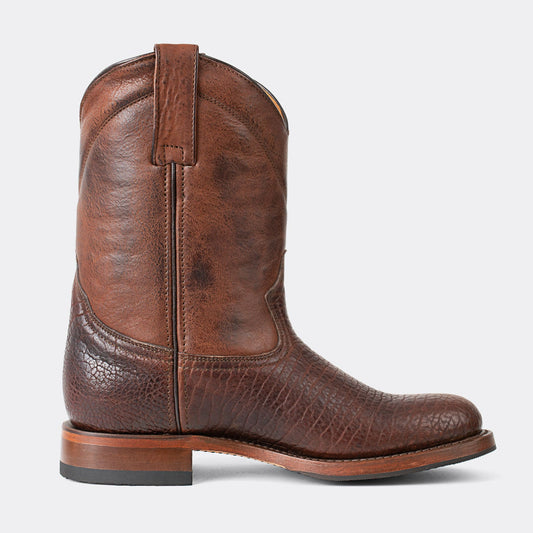 7 Leguas | Men's American Bison Roper Boot with Rubber Sole Dark Brown | 1000-HF