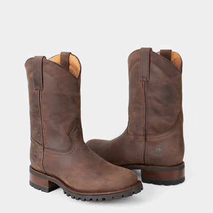 7 Leguas | Men's Leather Roper Boot Track Sole Style 1000 - Color Brown | 1000-JF