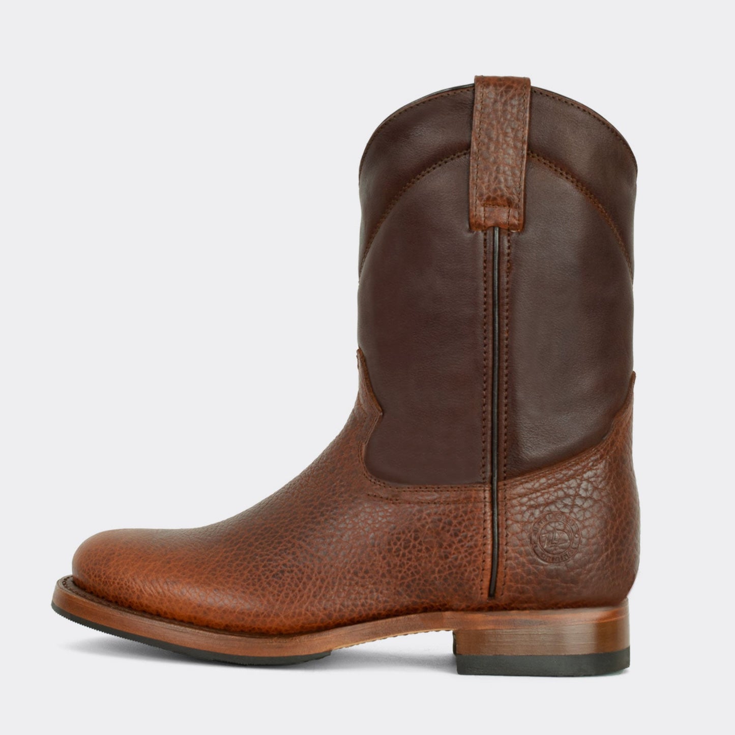 7 Leguas | Men's American Bison Roper Boot with Rubber Sole Whiskey | 1000-HL