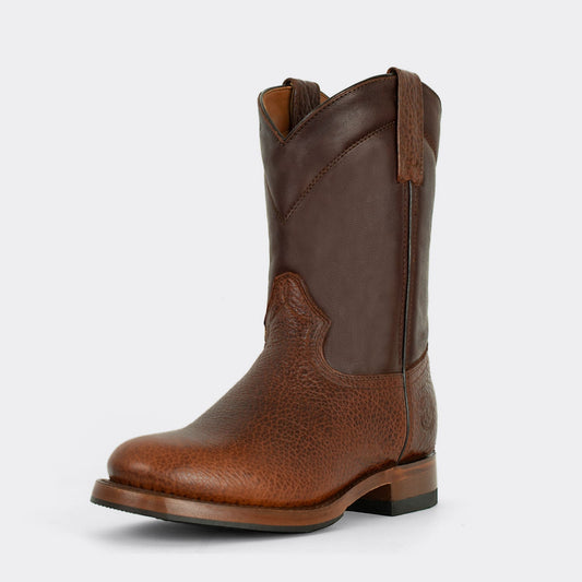 7 Leguas | Men's American Bison Roper Boot with Rubber Sole Whiskey | 1000-HL