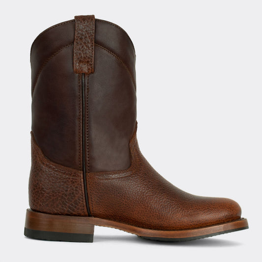 7 Leguas | Men's American Bison Roper Boot with Rubber Sole Whiskey | 1000-HL