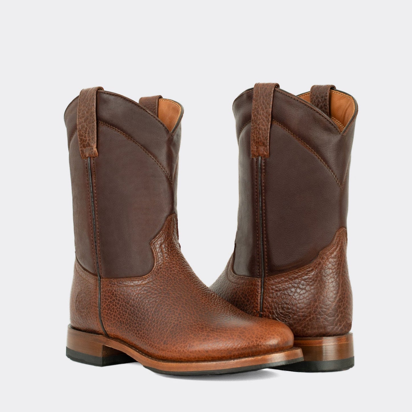 7 Leguas | Men's American Bison Roper Boot with Rubber Sole Whiskey | 1000-HL