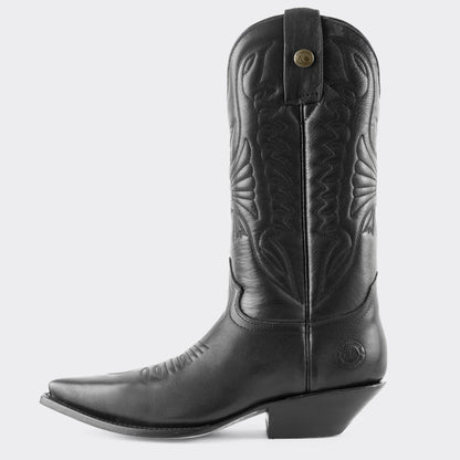 7 Leguas | Men's Black Leather Cowboy Boot with Leather Sole | 1041-AM