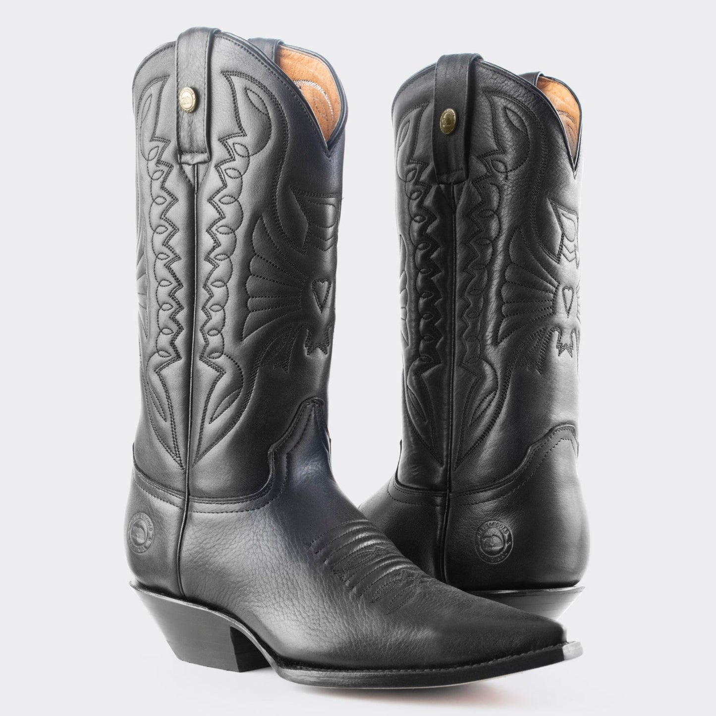 7 Leguas | Men's Black Leather Cowboy Boot with Leather Sole | 1041-AM