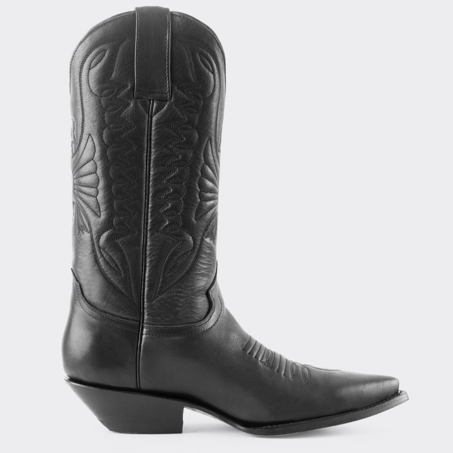 7 Leguas | Men's Black Leather Cowboy Boot with Leather Sole | 1041-AM