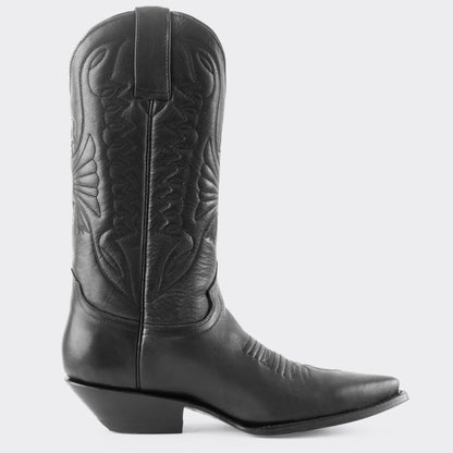 7 Leguas | Men's Black Leather Cowboy Boot with Leather Sole | 1041-AM