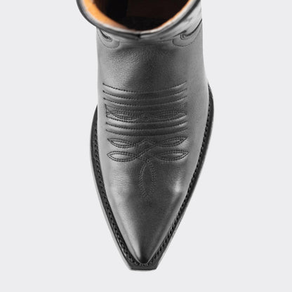 7 Leguas | Men's Black Leather Cowboy Boot with Leather Sole | 1041-AM