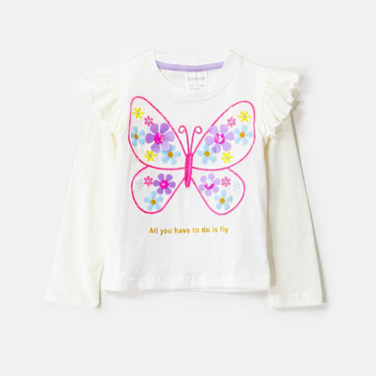 Choys | Girls' Butterfly Graphic T-Shirt | 8D4