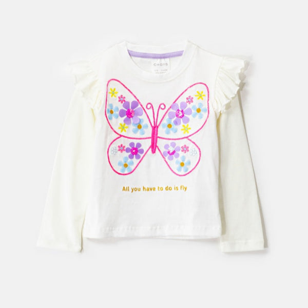 Choys | Girls' Butterfly Graphic T-Shirt | 8D4